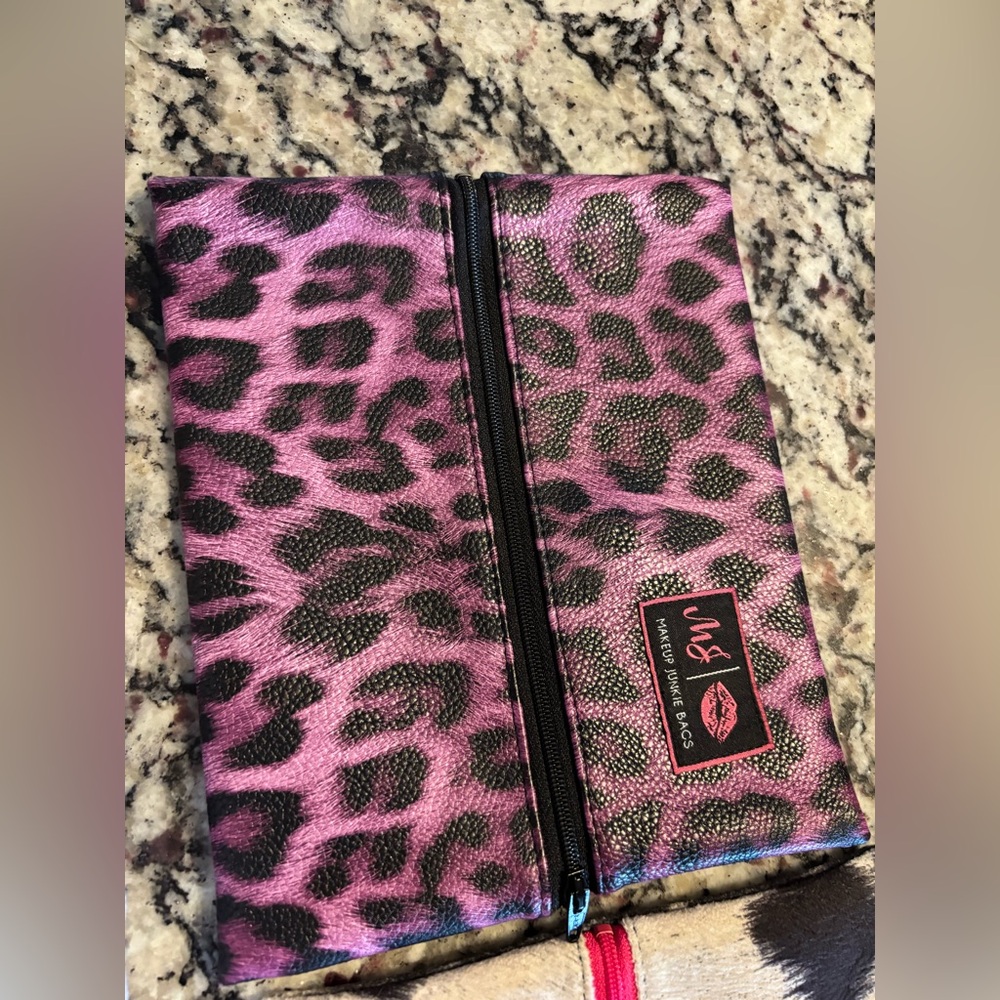 Just Makeup Bags Pink Leopard Print Cosmetic Case